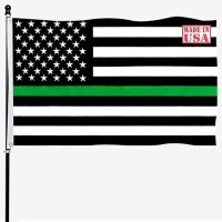 Tnpun Thin Green Line Flag 3X5 Embroidered Heavy Duty American Flags With Green Stripe Vivid Color For Law Enforcement Federal Agents Border Patrol  2 Brass Grommets 4 Rows Of Stitches