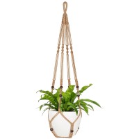 Mkono 43 Inch Macrame Plant Hanger Large For Up To 12 Inch Pot Extra Long Hanging Plant Holder No Tassels Hanging Planter Basket