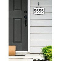 Horizontal White And Black House Number Address Plaque Sign For Mailbox Customized For House Store Office Outside 911 Visi