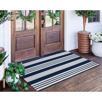 Blue And White Striped Rug 24 X 51Outdoor Front Porch Rug Handwoven Machine Washable Indooroutdoor Layered Door Mats For E