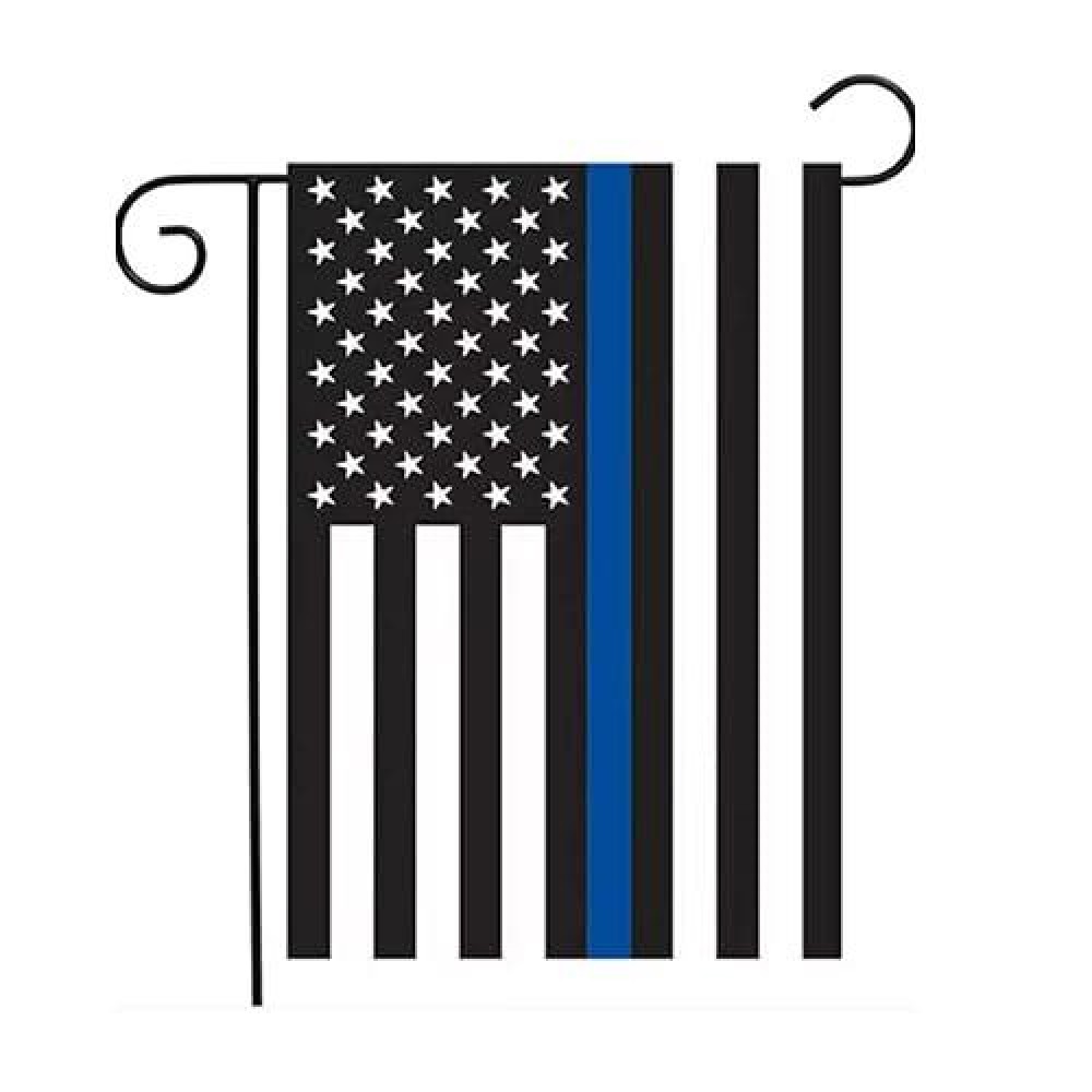 Thin Blue Line Usa Garden Flag 12 X 18 Inches - Polyester Double Sided Printed Small Police Flags For Yard (Flag Only)