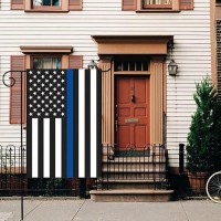 Thin Blue Line Usa Garden Flag 12 X 18 Inches - Polyester Double Sided Printed Small Police Flags For Yard (Flag Only)