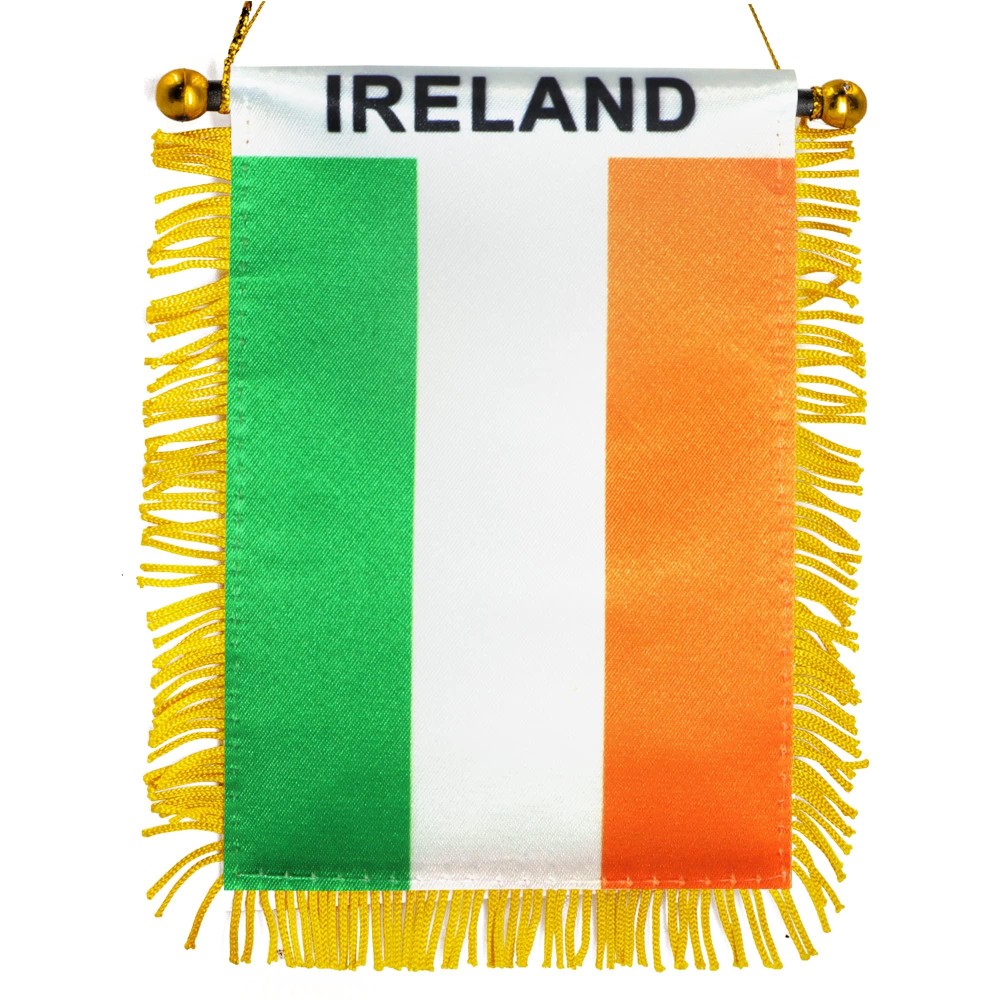 Anley 4 X 6 Inch Ireland Fringy Window Hanging Flag Mini Flag Banner Car Rearview Mirror D Cor Fringed Irish Hanging Fla