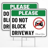 2Pc Do Not Block Driveway Sign With Stake 17 Inches By 13 Inches Corrugated Plastic Do Not Block Driveway Sign With Stand