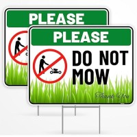 2Pc Do Not Mow Sign With Stake 12 Inches By 9 Inches Corrugated Plastic No Mow May Yard Sign For Lawn