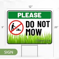 2Pc Do Not Mow Sign With Stake 12 Inches By 9 Inches Corrugated Plastic No Mow May Yard Sign For Lawn