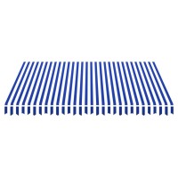 vidaXL Awning Top Sunshade Canvas Blue & White 118.1