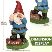 Resin Gnomes Garden Decor 135 Tall Solar Large Inappropriate Funny Gifts Gnome Outdoor Statues For Yard Patio Lawn Outsid