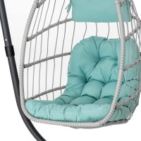 Yechen Egg Swing Chair With Stand Patio Wicker Rattan Hanging Chair Swing Hammock Egg Chairs With Uv Resistant Cushion For Indo