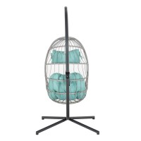 Yechen Egg Swing Chair With Stand Patio Wicker Rattan Hanging Chair Swing Hammock Egg Chairs With Uv Resistant Cushion For Indo