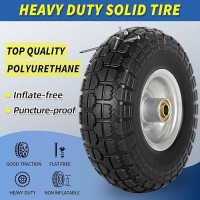 Gicool 10Inch 4103504 Flatfree Solid Tire And Wheel With 58 Axle Bore Hole 22 Offset Hub For Hand Truck Garden Wa