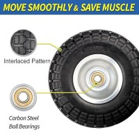 Gicool 4103504 Flat Free Tire And Wheel 10 Heavy Duty Solid Tire 58 Axle Bore Hole 22 Offset Hub For Hand Truc