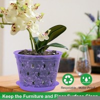 Kitypartsy 8 Pack 7 Inch Orchid Pots With Holes And Saucers Clear Plastic Orchid Pots Purple Amethyst