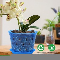 Kitypartsy 8 Pack 7 Inch Orchid Pots With Holes And Saucers Clear Plastic Orchid Pots Blue Sapphire