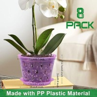 Kitypartsy 8 Pack 7 Inch Orchid Pots With Holes And Saucers Clear Plastic Orchid Pots Rose Quartz