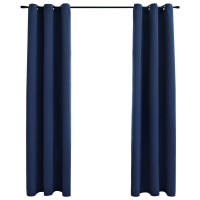 vidaXL Blackout Curtains with Rings 2 pcs Navy Blue 37