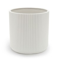 Amazon Basics Fluted Ceramic Round Planter 10Inch White