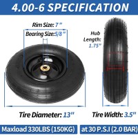 Gicool 4006 Tire And Wheel 13 Wheelbarrow Pneumatic Tire 58 34 Bearings 1756 Centered Hub Sealed Bearings For