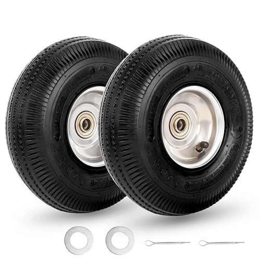 Gicool 10 Tire And Wheel 2 Pack 4103504 Pneumatic Tire With 225 Offset Hub 58 Axle Bore Hole Sealed Bearings Fo