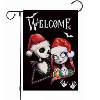 Nightmare Before Christmas Garden Flag 12 X 18 Inches Double Sided Halloween Welcome Flag Merry Christmas Yard Flags Durable B