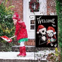 Nightmare Before Christmas Garden Flag 12 X 18 Inches Double Sided Halloween Welcome Flag Merry Christmas Yard Flags Durable B