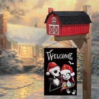 Nightmare Before Christmas Garden Flag 12 X 18 Inches Double Sided Halloween Welcome Flag Merry Christmas Yard Flags Durable B