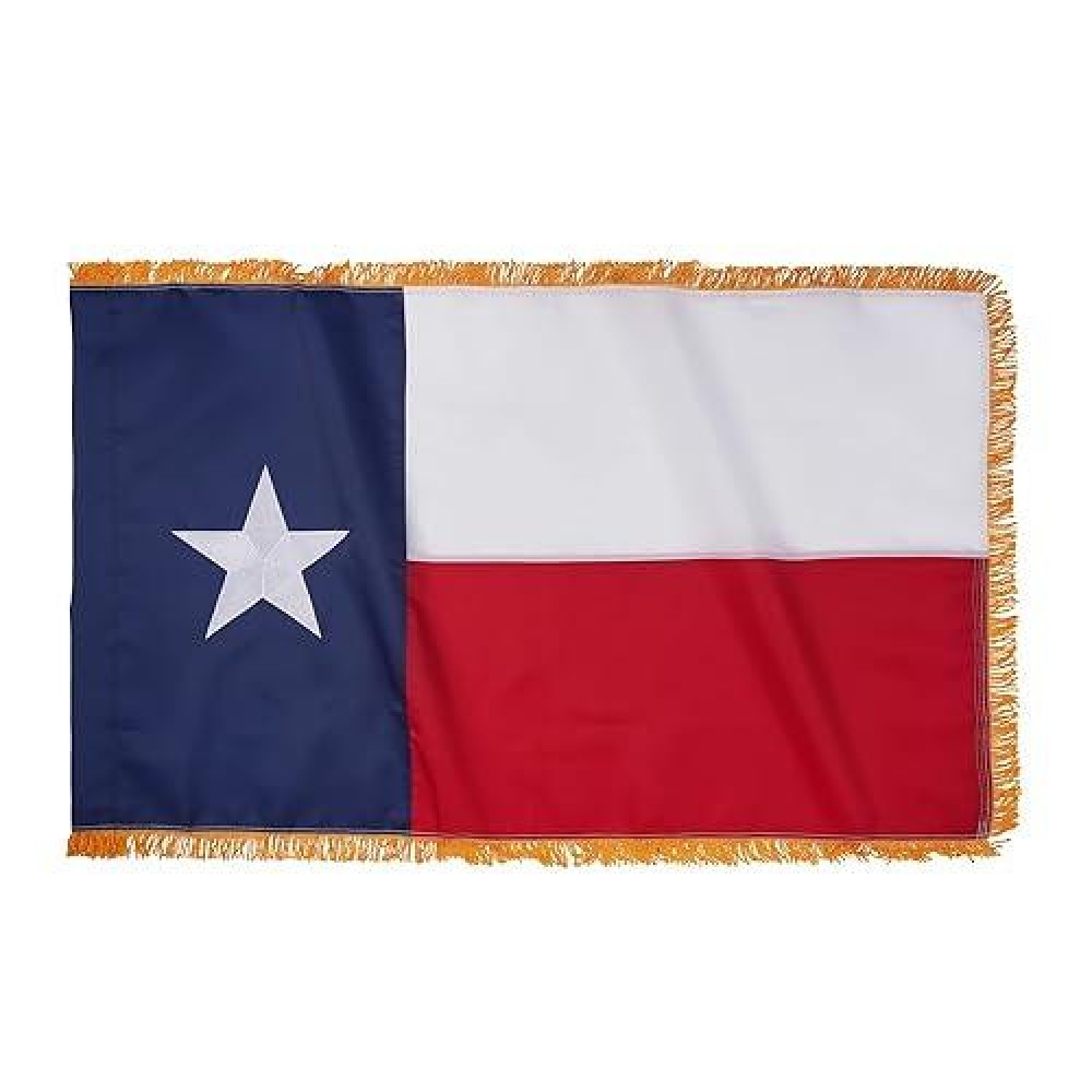 Homissor Texas Flag With Fringe 3X5 State Of Texas Flags Tassel Embroidered Star Heavy Duty Oxford Nylon For Indoor