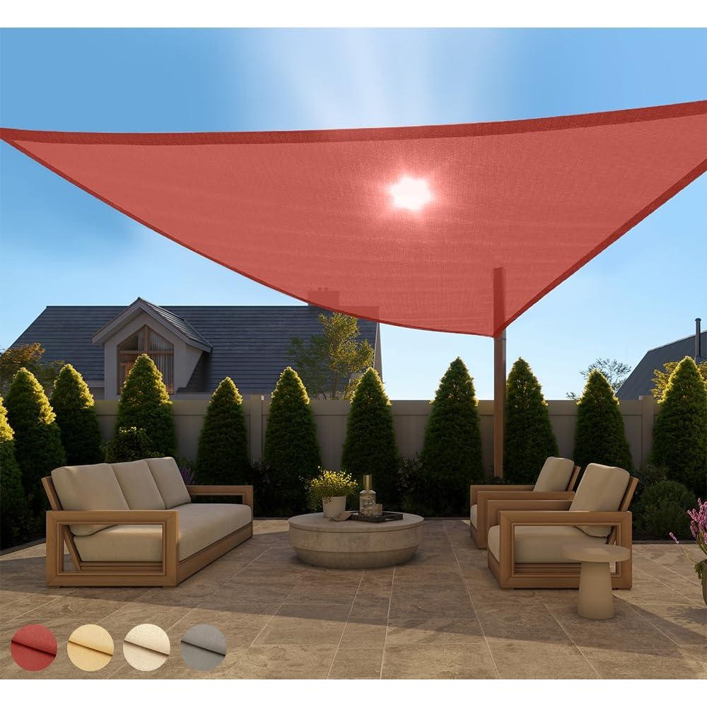 Gorilla Grip Heavy Duty Sun Shade Uv Protection Fade Tear And Rust Resistant Triangle Sunshade Canopy Curved Edges Blocks Sunl