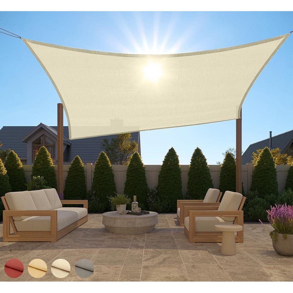 Gorilla Grip Heavy Duty Sun Shade Uv Protection Fade Tear And Rust Resistant Rectangle Sunshade Canopy Curved Edges Blocks Sun