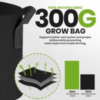 Utopia Home 20 Pack 5 Gallon Grow Bags 300G Thickened Nonwoven Plant Fabric Pots For Outdoor Grow Pots Garden Plant Bags Aer