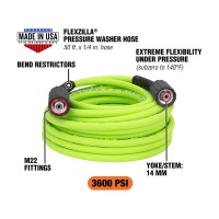 Flexzilla Hfzpw36450Me 3600 Psi 50 Pressure Washer Hose 14 In X 50 Ft Zillagreen