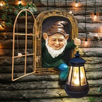 Reyiso Whimsical Solar Gnome Garden Statues 10 Elf Out The Door Tree Hugger With Solar Lights Outdoor Yard Decorfunny Tree