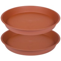 Bleuhome 2 Pack Of 18 19 Inch Plant Saucer Tray 165 Inch Base 27 Depth Heavy Duty Plastic Saucer 19 Round Plant Tray