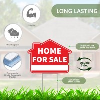 3Pc Home For Sale Sign With Stakes  17 Inches By 13 Inches - Double Sided Signs - Corrugated Plastic - Fsbo For Sale By Owner Sign Kit For Home House Real Estate Yard