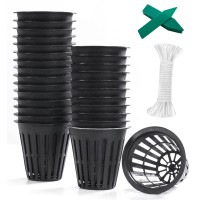 Orimerc 30 Pack 2 Inch Net Cup Pots With 30 Feet Self Watering Wick 30 Plant Labels For Hydroponic Aquaponics Kratky Indoor Ou