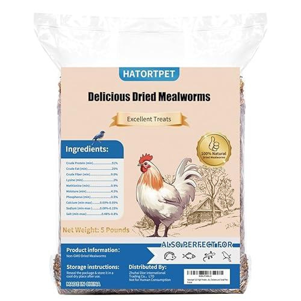 Hatortpet Dried Mealworms 5Lb Pure Natural Nongmo Mealworms For Chickens High Protein Chickens Feed Meal Worms For Laying Hens