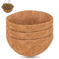 Zeedix 3Pcs 12 Inch Coconut Liners For Planters Round Hanging Basket Liners 100 Natural Coco Coir Basket Coco Replacement Line