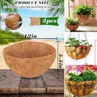 Zeedix 3Pcs 12 Inch Coconut Liners For Planters Round Hanging Basket Liners 100 Natural Coco Coir Basket Coco Replacement Line