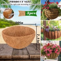 Zeedix 20 Inch Coco Liners For Hanging Baskets 3 Pcs Round Coco Liner 100 Natural Coco Fiber Basket Coconut Replacement Liner