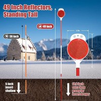 Coconut Driveway Markers Double Sided Reflective Driveway Markers Highly Visible 48 Inch Metal Snow Stake For Snow Plowing Mar