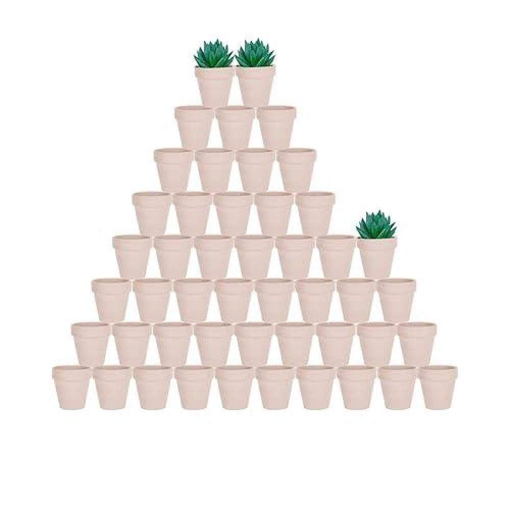 Vensovo 48 Pcs Tiny Pink Terracotta Pots 2 Inch Small Mini Clay Pots With Drainage Holes Flower Nursery Terra Cotta Pots For I