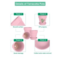 Vensovo 6 Inch Clay Pot For Plant With Saucer 4 Pack Large Peach Pink Terra Cotta Plant Pot With Drainage Hole Flower Pot Wit