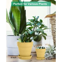 Vensovo 6 Inch Clay Pot For Plant With Saucer 4 Pack Large Yellow Terra Cotta Plant Pot With Drainage Hole Flower Pot With Tr