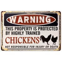 Bestylez Protected By Funny Chicken Sign Chicken Coop Warning Sign Outdoor Chicken Decor 12 8 219