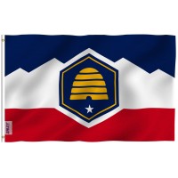 Anley Fly Breeze 3X5 Feet New Utah State Flag Canvas Header And Double Stitched New Utah Ut Flags Polyester With Brass Gromm