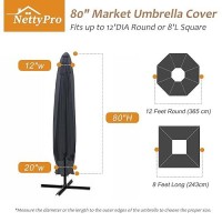 Nettypro Umbrella Cover For 10Ft To 12Ft Outdoor Umbrellas  Waterproof And Ripstop Market Umbrella Parasol Cover With Zipper And Rod  Black