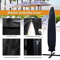 Nettypro Umbrella Cover For 10Ft To 12Ft Outdoor Umbrellas  Waterproof And Ripstop Market Umbrella Parasol Cover With Zipper And Rod  Black