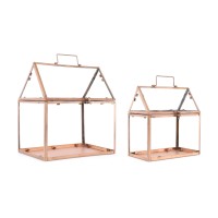 Iron and Glass Terrarium Set of 2