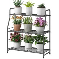 Simple Trending Plant Stand Outdoor Indoor 3Tier Metal Waterproof Plant Shelf For Living Room Balcony Garden Black