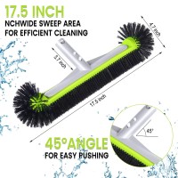 Swimming Pool Wall Tile Brush With Round Ends 175 Heavy Duty Aluminum Back Head For Cleans Walls Tiles Floors 7 Rows P